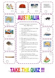 English Worksheet: australia quiz