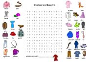 Clothes wordsearch