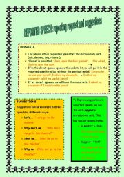 English Worksheet: Repoted speech: request and suggestions