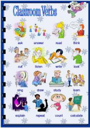 English Worksheet: Classroom verbs
