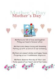 English Worksheet: Mothers Day