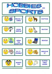 English Worksheet: Hobbies and sports dominoes !!!!!!!!! 3/8