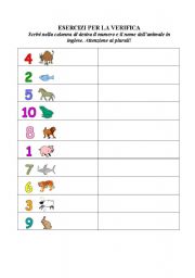 English worksheet: Test plurals animals numbers