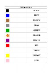 English worksheet: THE COLORS