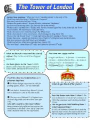 English Worksheet: Tower of London - answer key