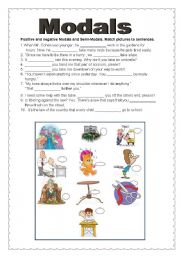 English worksheet: Modals and Tenses (2 pages)