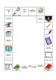 English Worksheet: CLASSROOM OBJECTS BOARD GAME