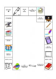 English Worksheet: CLASSROOM OBJECTS BOARD GAME