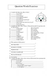English Worksheet: Question words exercises