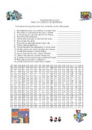 English Worksheet: parts of speech puzzle