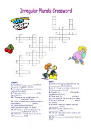 English Worksheet: Irregular Plurals Crossword (with Key)