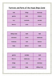Furniture and Houserooms BINGO (3 pages)