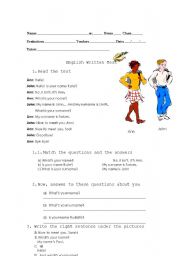English Worksheet: Test 5th grade