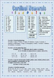 English Worksheet: Cardinal Numerals