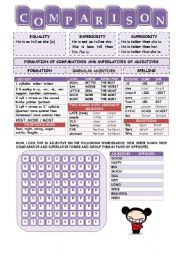 COMPARATIVES & SUPERLATIVES (1/2) + WORDSEARCH + STICKS