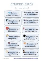 English Worksheet: SPEAKING CARDS _ Have you got...? (part 2)