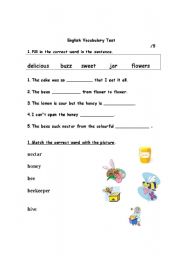 English Worksheet: vocab test