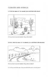 English Worksheet: Desert and Mountain animals assesment