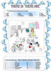 English Worksheet: THERE IS- THERE ARE (2 pages)