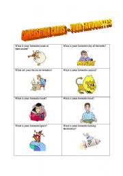 English Worksheet: Conversation cards (No. 3) -  Your favourites