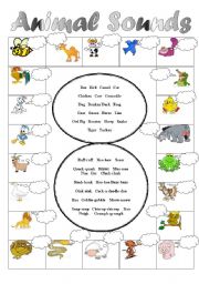 English Worksheet: Animal Sounds Matching!