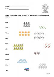 English worksheet: Match the numbers