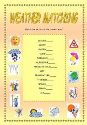 English Worksheet: WEATHER MATCHING