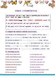 English Worksheet: first conditional: 6 varied exercises plus funny  superstitions 