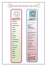 English Worksheet: Remarkable Bookmarks #2