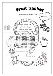 English Worksheet: FRUIT WORDSEARCH