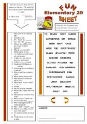 English Worksheet: Fun Sheet Elementary 29