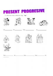 English worksheet: Present progresive