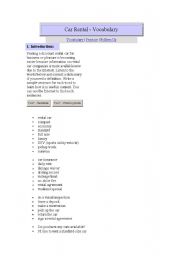 English Worksheet: rent a car