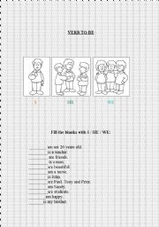 English worksheet: verb to be