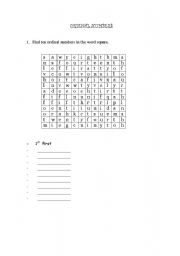 English Worksheet: Ordinal Numbers