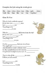 English Worksheet: Close to you - The Carpenters