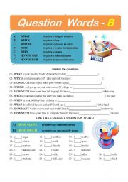 English Worksheet: Question Words - B