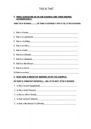 English Worksheet: this and that
