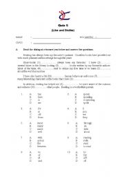 English worksheet: like