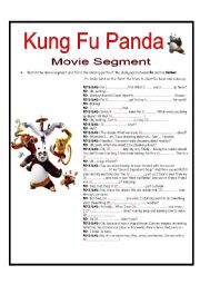 English Worksheet: KUNG FU PANDA MOVIE SEGMENT-SCRIPT ACTIVITY