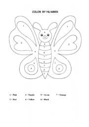 English Worksheet: COLOR BY NUMBER