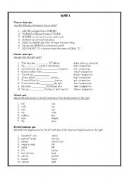 English worksheet: Quiz 1-5