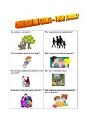 English Worksheet: Conversation cards (No. 6) -  Your family
