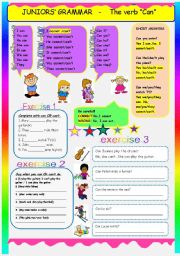English Worksheet: JUNIOR GRAMMAR- THE VERB 