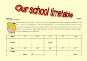 English Worksheet: Timetable