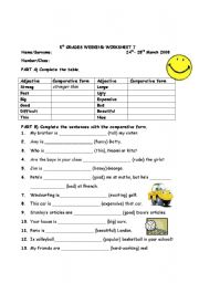 English Worksheet: 5th grades comparative / superlative worksheet