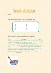 English worksheet: Breakfast ( word-dictation )