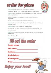 English Worksheet: ordering a pizza