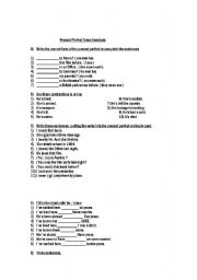 English Worksheet: present perfect tense exercises