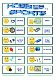 English Worksheet: Hobbies and sports dominoes !!!!!!!!! 5/8